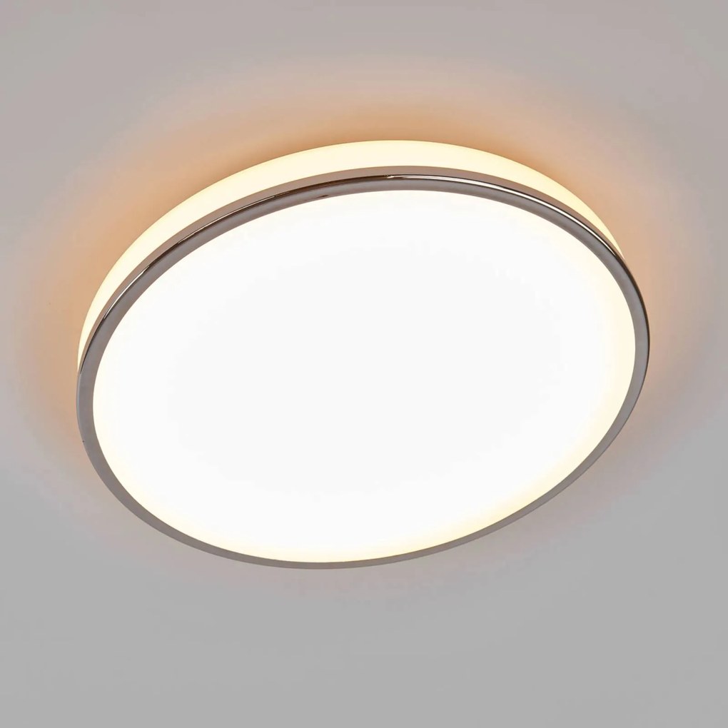 Plafoniera Lyss Lindby, Bianco / Opale, Bagno, Vetro, Moderno, Plafoniera