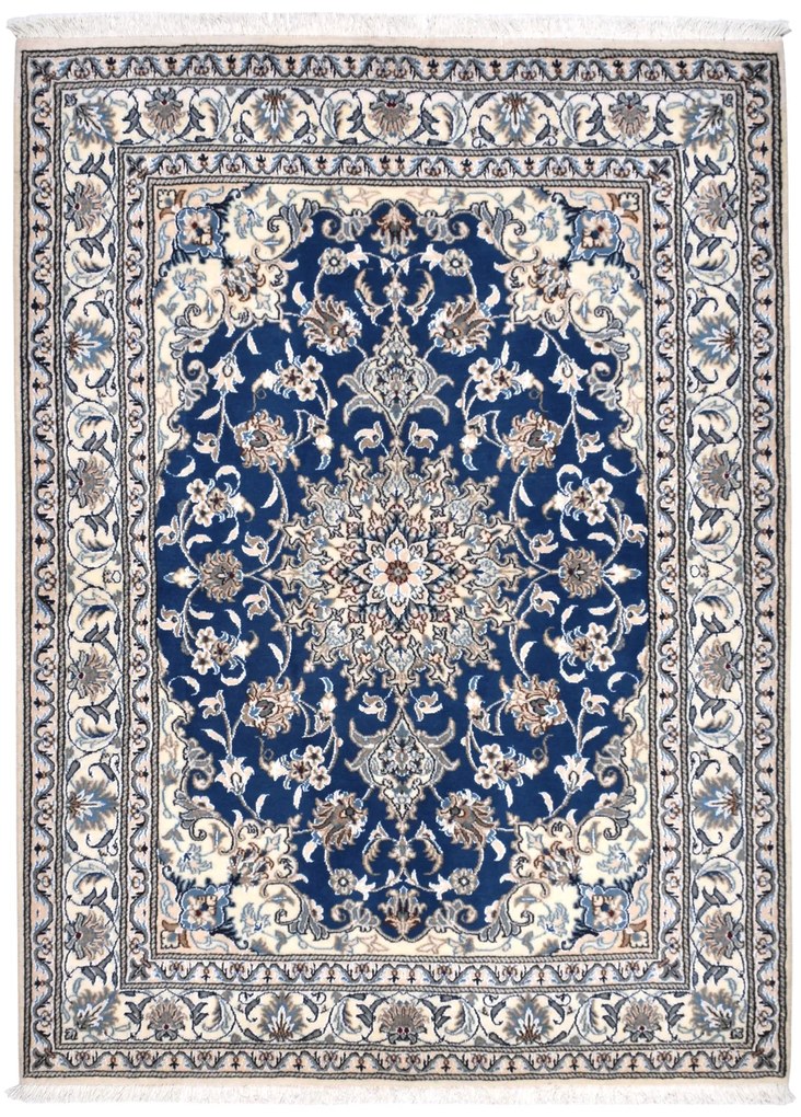 Nain Tappeto persiano 150 x 200 Blu (Iran) Annodato A Mano