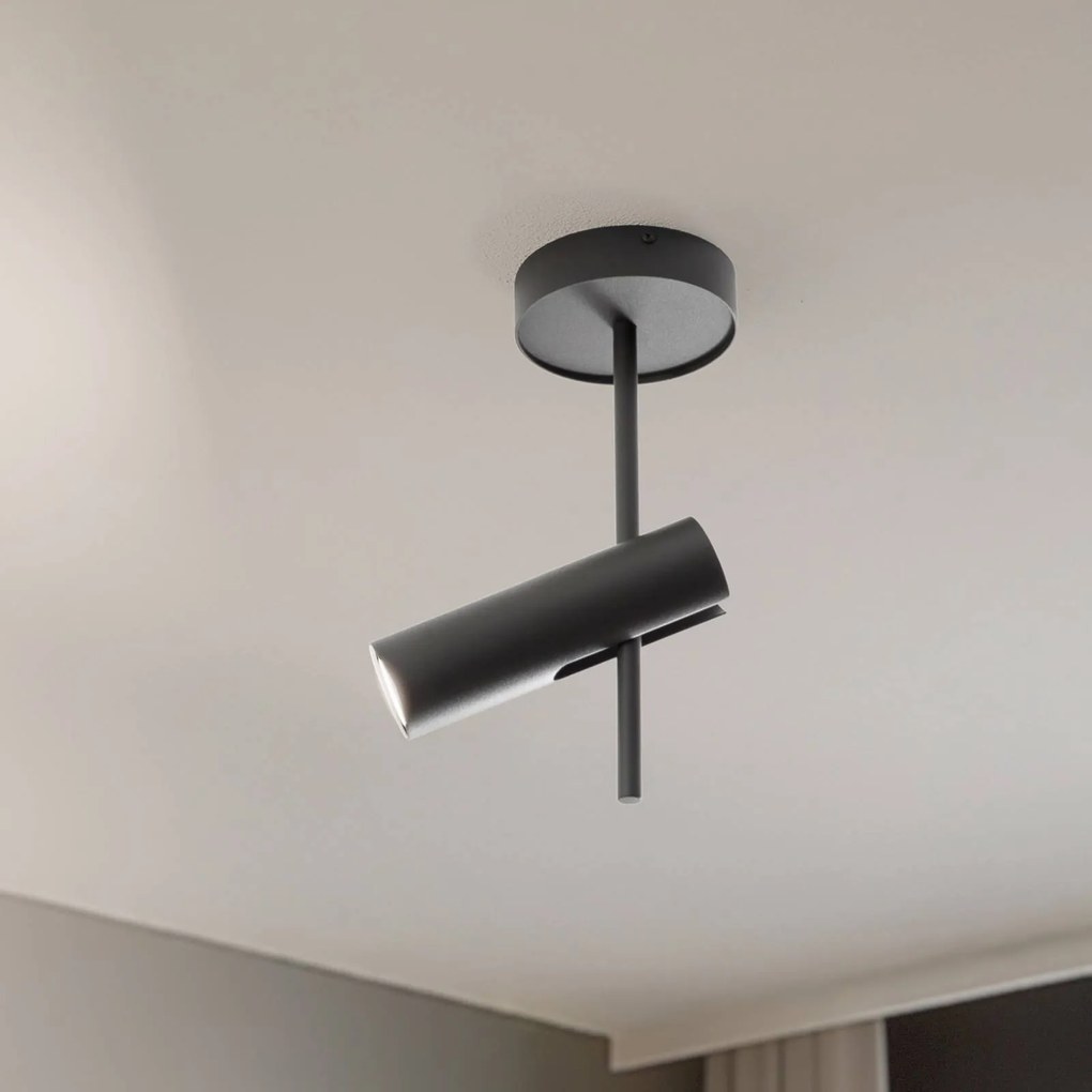 SIGMA Faretto da soffitto Leda 1, verde oliva, a 1 luce, acciaio, altezza 34 cm