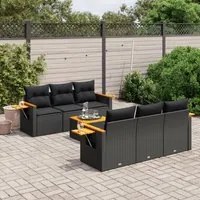 Set Divani da Giardino con Cuscini 7pz Nero Polyrattan 3259031