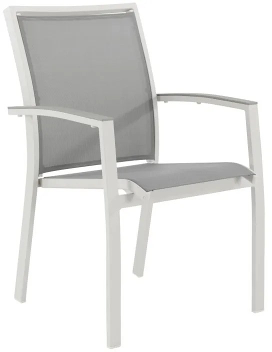 Sedia da giardino in alluminio con braccioli Las Vegas NATERIAL, seduta in textilene grigio