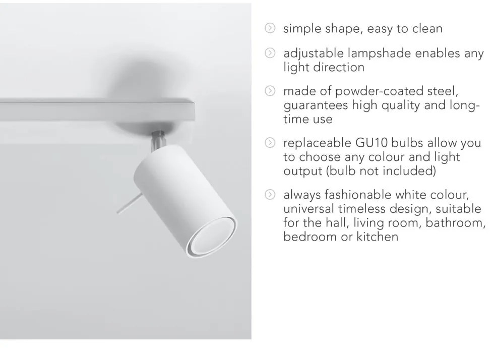 Plafoniera bianca Etna - Sollux