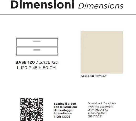 Mobile da bagno sospeso moderno base 120 CLEIDE con 2 cassetti e lavabo, GRIGIO PERLA