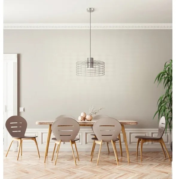 Eglo 43651 - Lampadario su corda MILLIGAN 1xE27/40W/230V d. Argento 48 cm