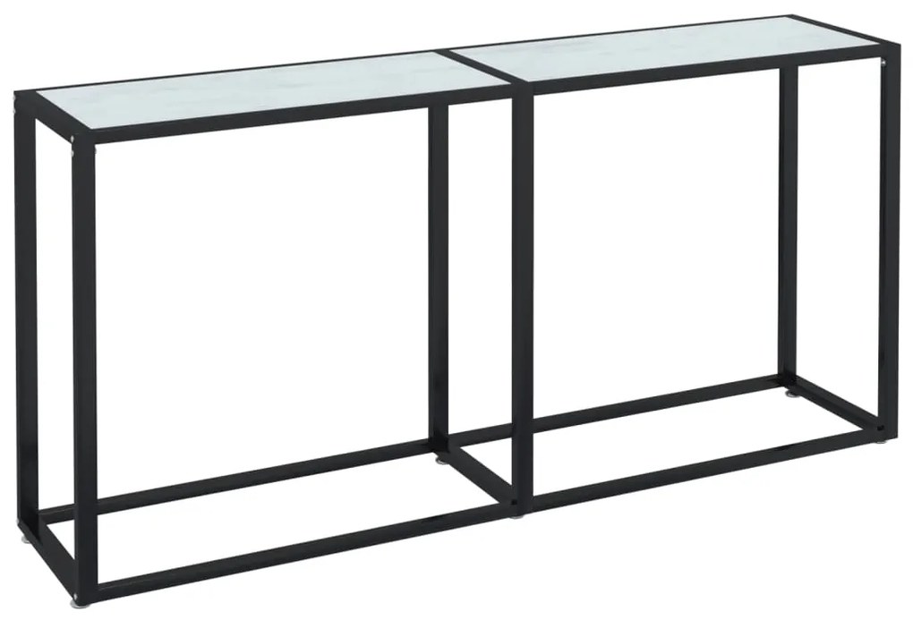 Tavolo consolle bianco marmo 160x35x75,5 cm in vetro temperato