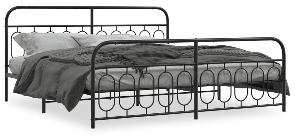 Giroletto Con Testiera E Pediera Metallo Nero 200x200 Cm /