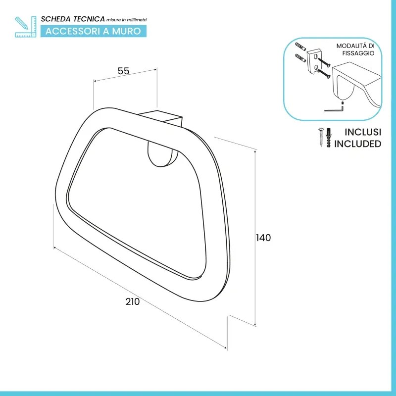 Set accessori bagno da muro 4 pezzi in acciaio cromo Fusion