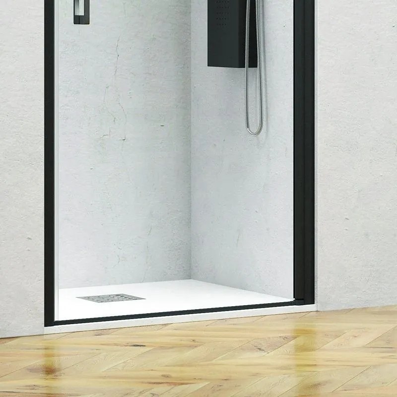 Kamalu - porta doccia 80cm con telaio nero vetro trasparente nico-c3000
