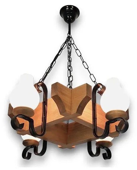 Brilagi - Lampadario a sospensione con catena QUEEN 4xE14/40W/230V faggio