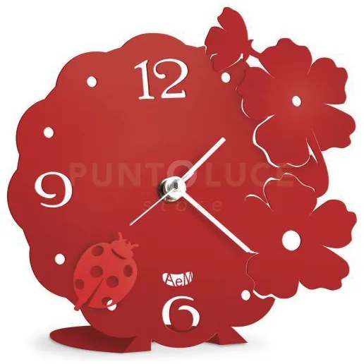 Bomboniera orologio coccinella rosso in ferro 15x15cmh