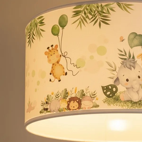 BRILAGI - Lampadario LED per bambini a sospensione con cavo BOBO 1xE27/60W/230V Ø 35 cm bianco/giungla