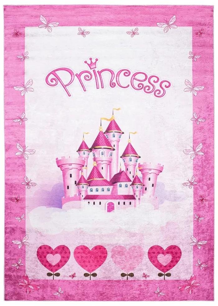 Tappeto per bambine con motivo a castello per principesse Larghezza: 160 cm | Lunghezza: 220 cm