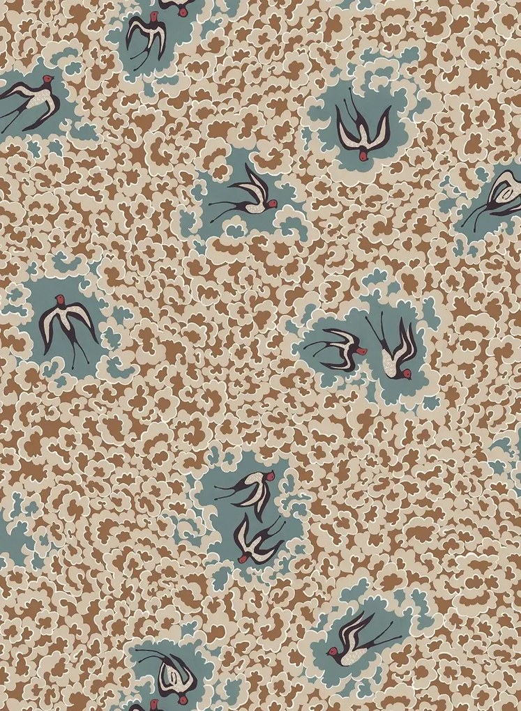 Josephine Munsey Carta da parati Bea's Swallows - Alma and Osney Blue