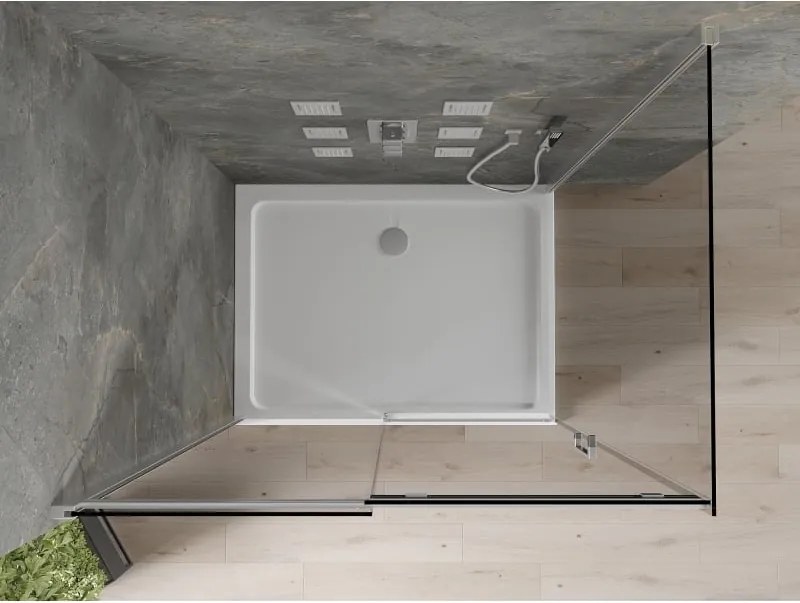 Mexen Omega cabina doccia scorrevole 100 x 90 cm, grafite, cromo + piatto Flat, bianco - 825-100-090-01-40-4010