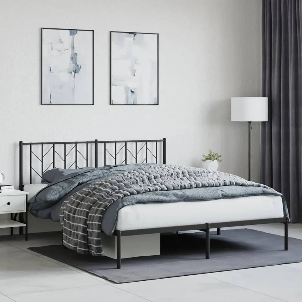 Giroletto Con Testiera İn Metallo Nero 160x200 Cm /