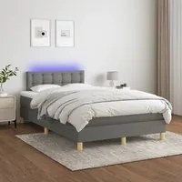 Letto a Molle Materasso e LED Grigio Scuro 120x200cm in Tessuto 3134022