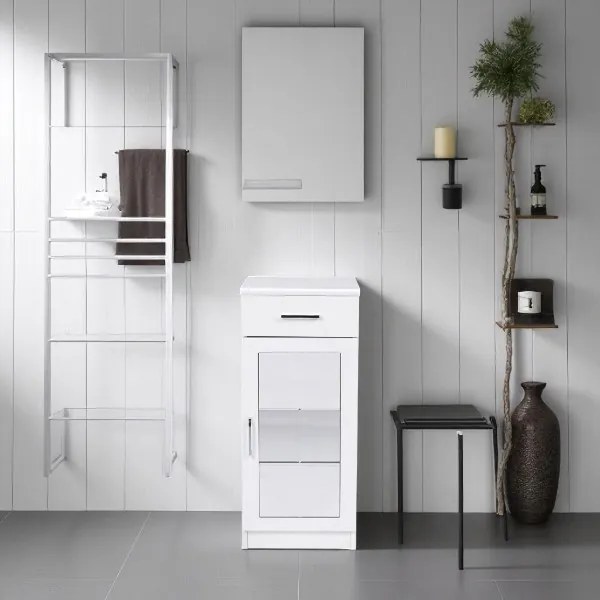 Mobile multiuso CRYSTAL 1 anta con specchio e 1 cassetto bianco