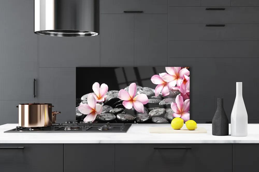 Pannello cucina paraschizzi Fiore di Plumeria sul muro 100x50 cm