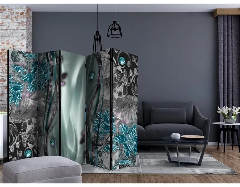 Paravento Floral Curtain (Turquoise) II [Room Dividers]