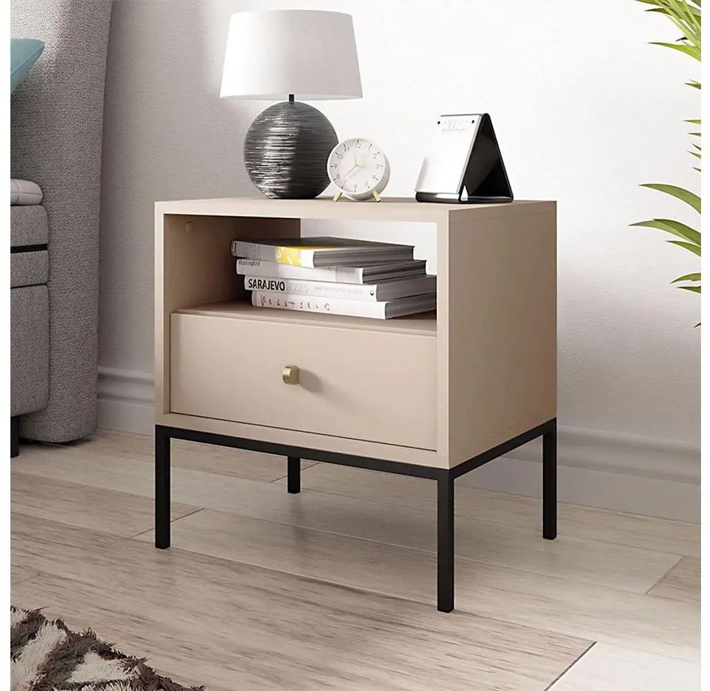 Comodino MONO 56x54 cm beige/nero