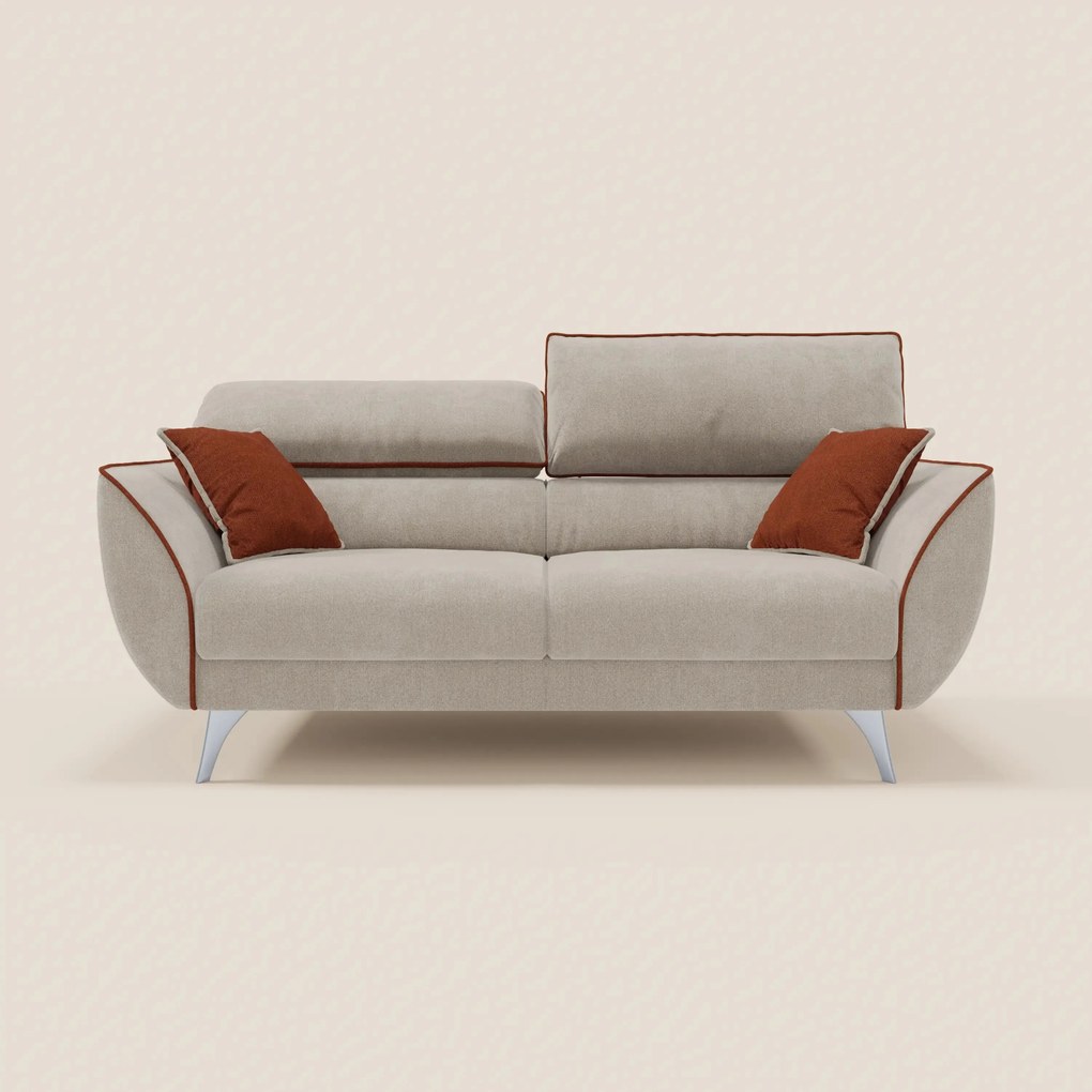 Michelangelo divano 2 e 3 posti con sedute allungabili e poggiatesta reclinabili - Bicolore in tessuto smacchiabile T23