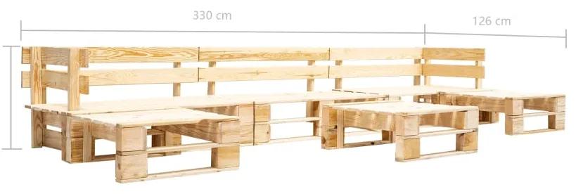 Set divani da giardino su pallet 6 pz naturale in legno