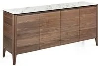 Credenza 179x45x80 cm in legno di noce e piano in porcellana