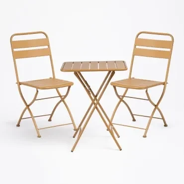 Set tavolo pieghevole (60X60 cm) e 2 sedie pieghevoli Janti