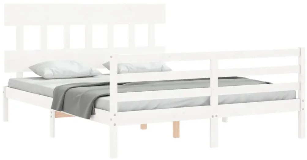 Giroletto con testiera bianco 5ft king size in legno massello