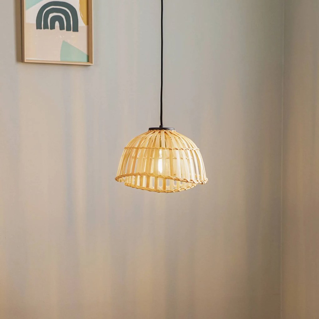 Lampada a sospensione Lindby Ilajus, Ø 30 cm, bambù, E27