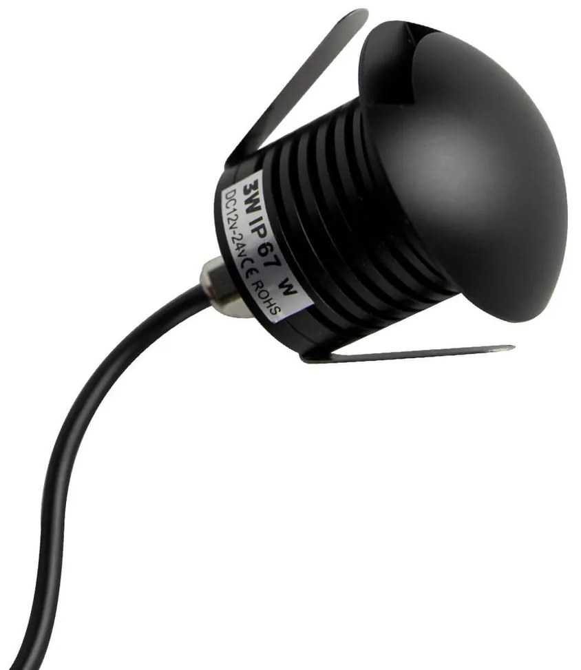 Faretto 3W Monodirezione IP67 Nero - Professional Colore Bianco Caldo 2.700K