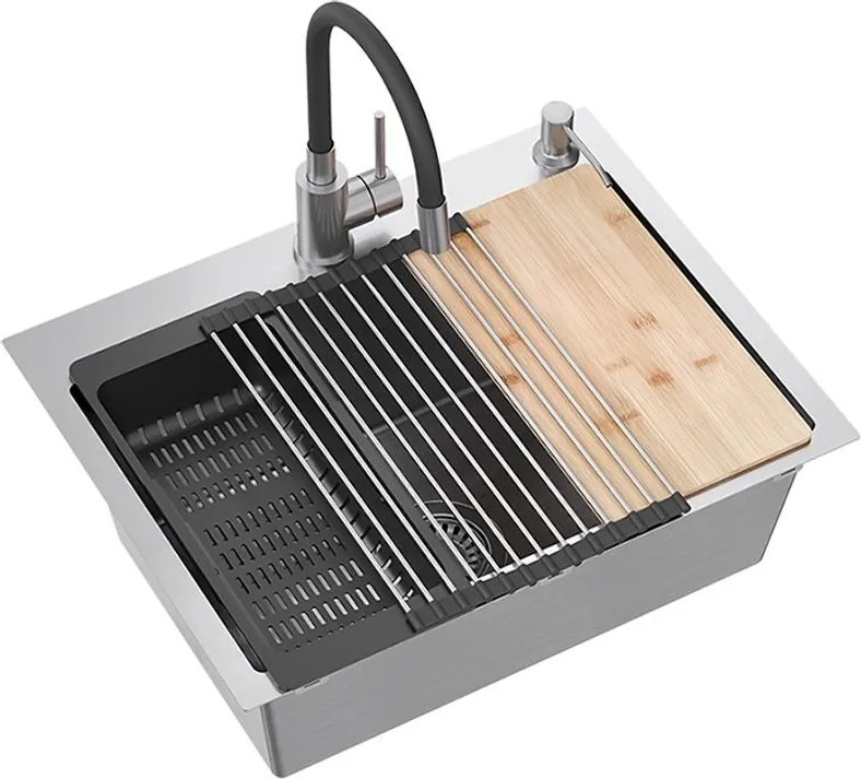 Lavello in acciaio  LUKE 110 WORKSTATION BRUSH NICKEL