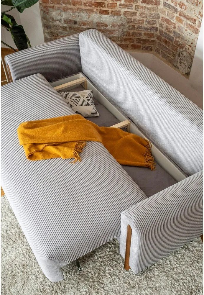 Divano grigio allungabile/con contenitore e rivestimento in velluto a coste 244 cm Arcadova – ELTAP