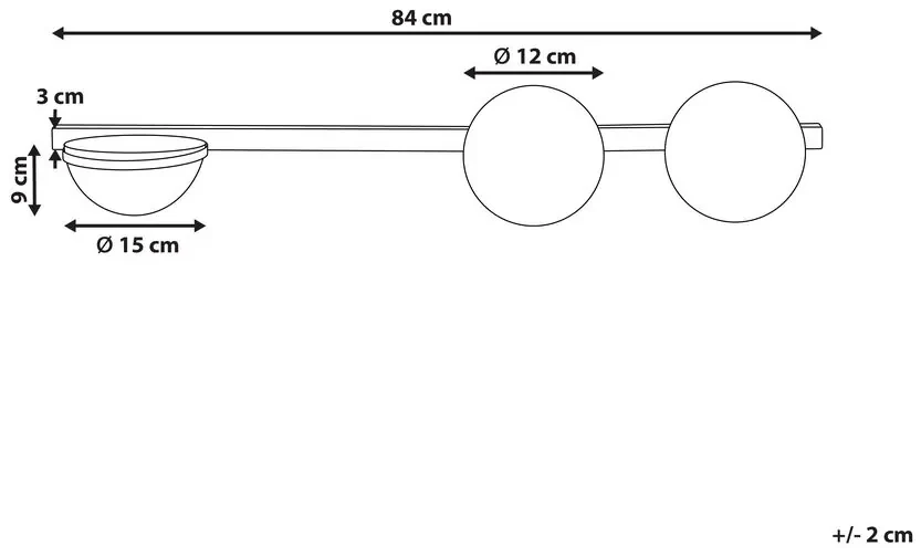 Lampada da parete a 2 luci con vaso metallo nero 55 cm ISABELLA 