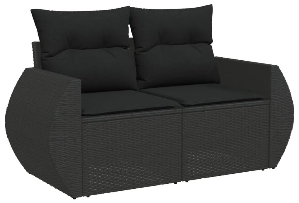 Set divani da giardino con cuscini 8 pz nero in polyrattan