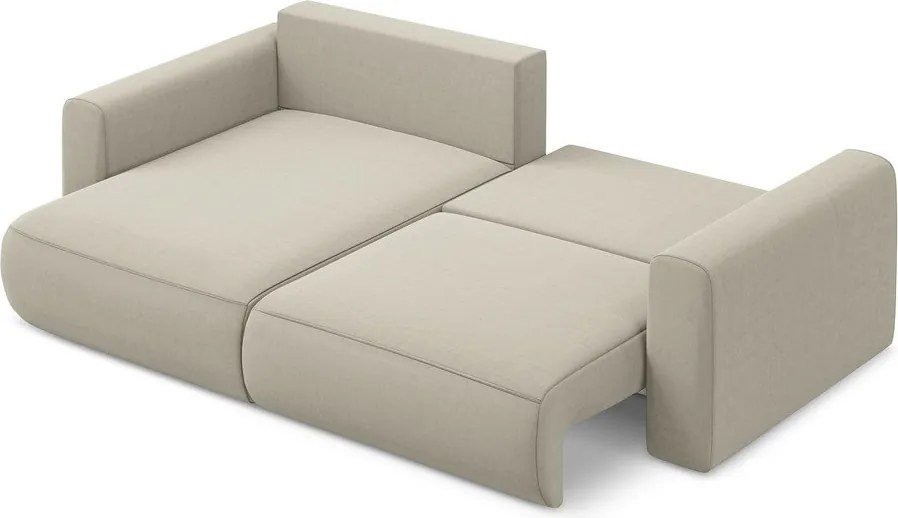 Divano angolare beige allungabile/con contenitore (con penisola a sinistra/con chaise lounge) con rivestimento in velluto Kapua – Makamii