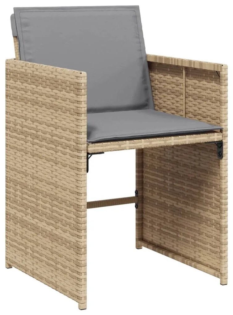 Set pranzo da giardino 13 pz con cuscini beige misto polyrattan