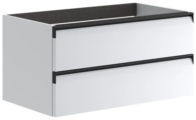 Mobile da bagno sospeso sotto lavabo L 79.5 x H 40 x P 45.5 cm bianco laccato opaco, 2 cassetti VISOBATH Fusion