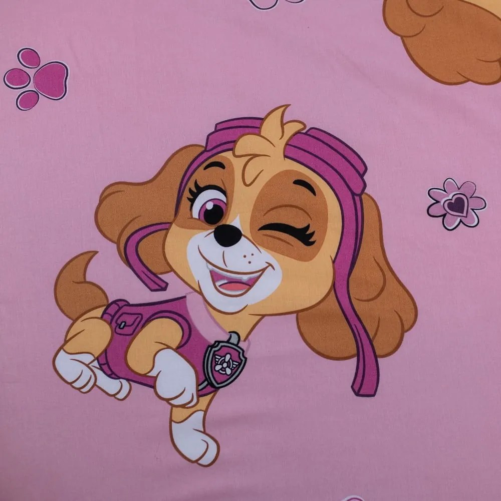 Lenzuolo con angoli per bambini rosa in cotone per letto singolo 90x200 cm Paw Patrol – Jerry Fabrics