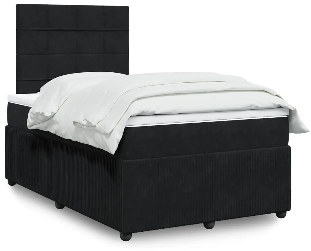 Giroletto A Molle Con Materasso Nero 120x200 Cm İn Velluto /