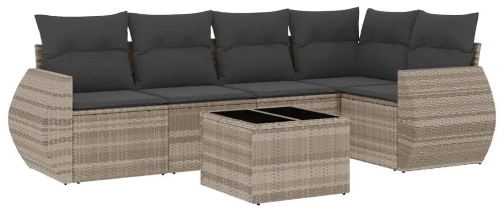 Set divano da giardino 6pz con cuscini grigio chiaro polyrattan