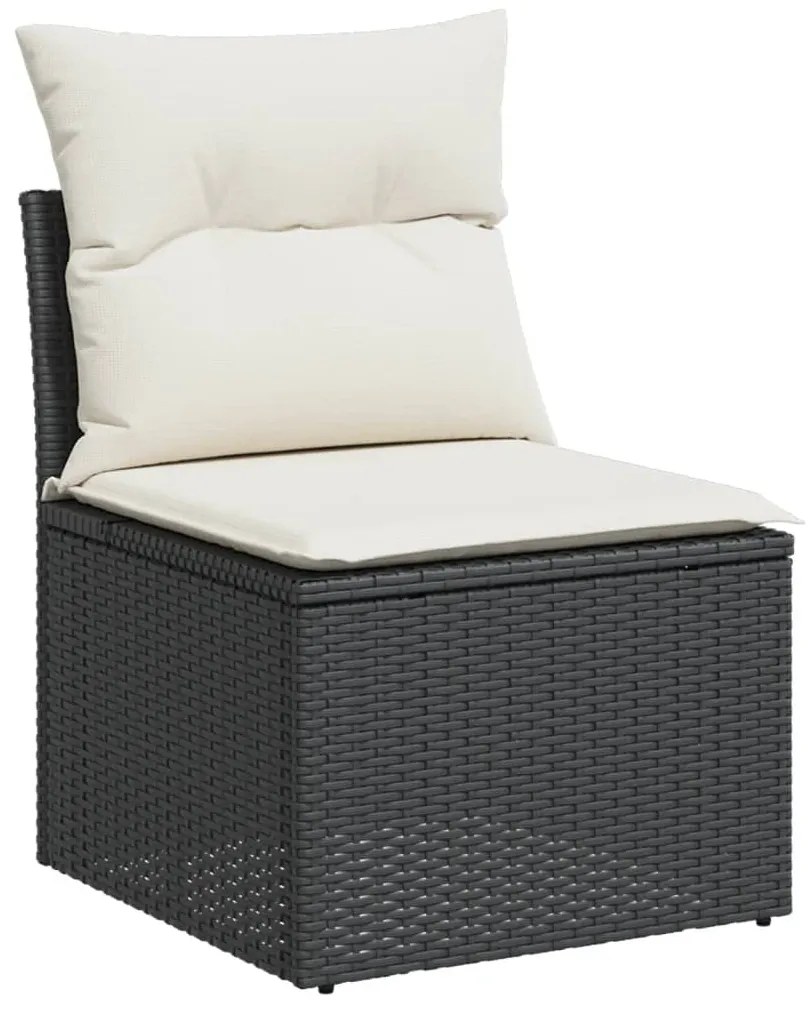 Set divani da giardino 14pz con cuscini in polyrattan nero