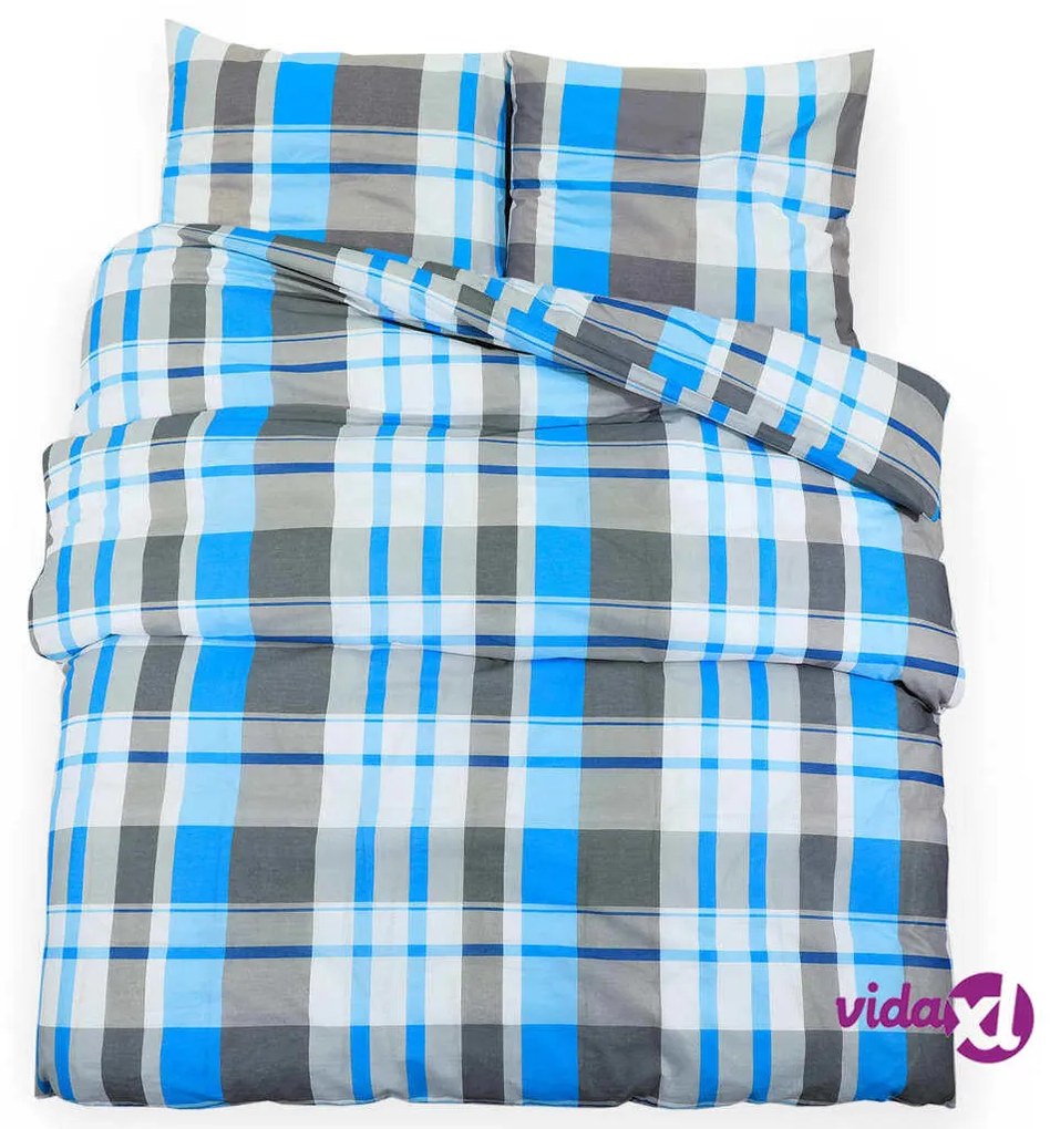 vidaXL Set Copripiumino Blu e Grigio 260x240 cm in Cotone