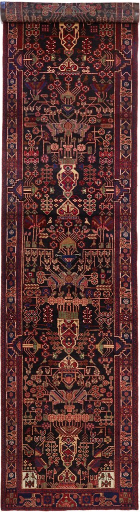 Hamedan Tappeto 110 x 480 Blu (Iran) Annodato A Mano