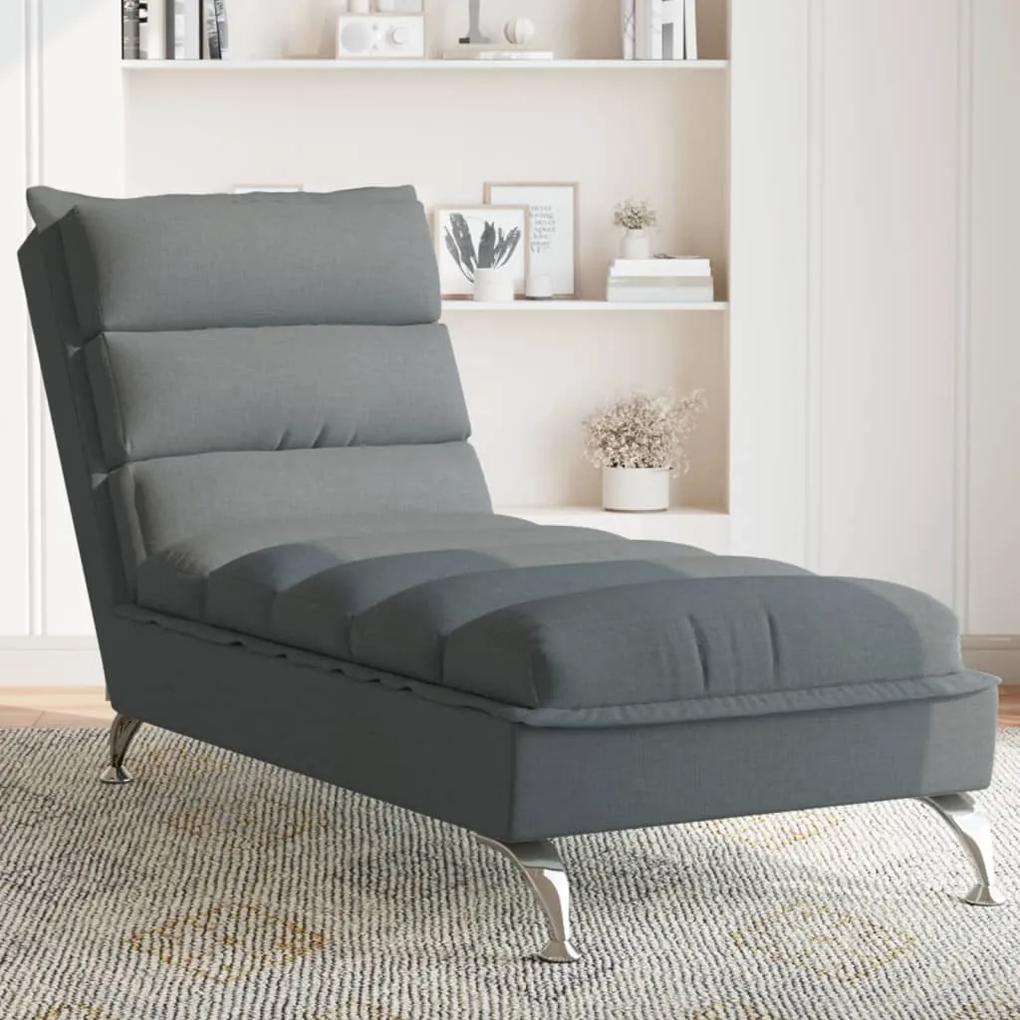 Chaise longue con cuscini grigio scuro in tessuto
