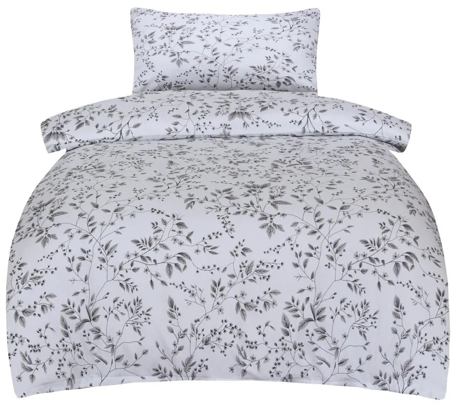 Biancheria da letto grigia in raso di cotone per letto singolo 140x200 cm Gloria – My House