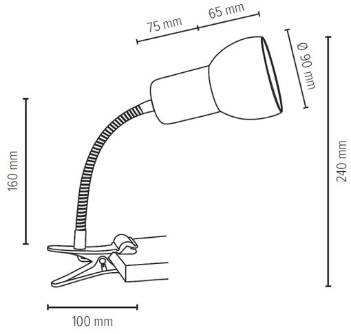 Spot-Light 2224174WF - Lampada con clip SVENDA 1xE27/60W/230V