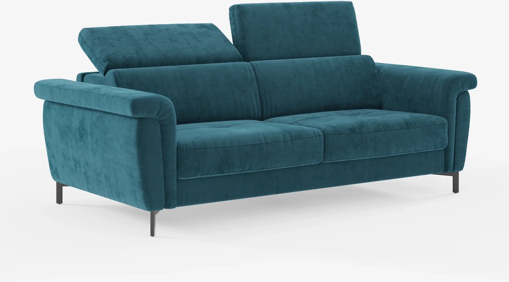 Capri divano letto di design con piedini alti - poggiatesta reclinabili in raffinato tessuto effetto velluto smacchiabile T30
