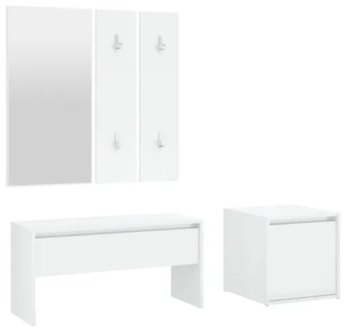Set di Mobili da Corridoio Bianco Lucido in Legno Multistrato