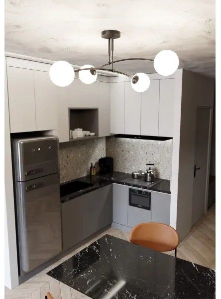 Lampadario a sospensione con supporto rigido PREGOS 4xE14/10W/230V nero